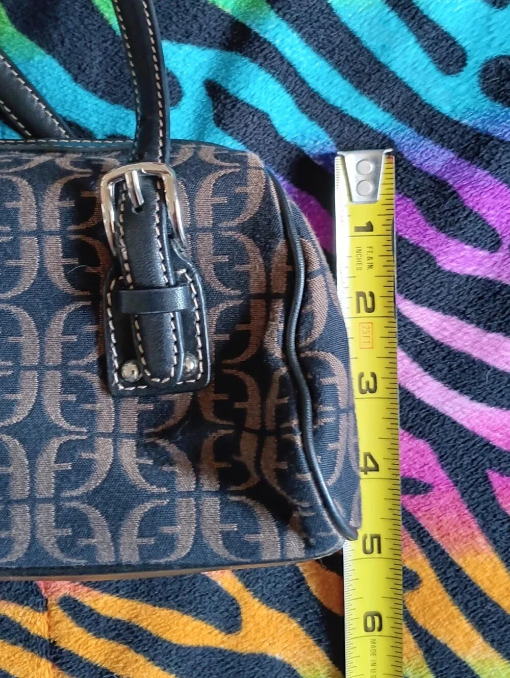 🖤 Y2K Fossil Monogram Jacquard Canvas Shoulder Bag Purse Vintage SL 8009